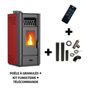 Estufa de pellets de aire Anita 10 kW Sannover Burdeos + Kit de conexión humos